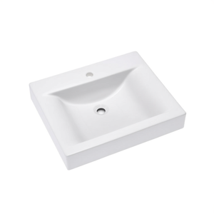 Lavabo in Resina Effetto Marmo Bianco Koricini Vieste 60 Cm con Vasca Centrale - Product Image 3