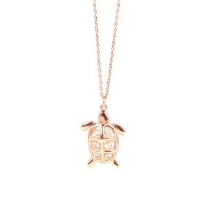 Collier tortue en argent sterling 925 plaqué rhodium, chaîne géométrique tendance en forme de chiffre avec diamant en acier inoxydable - Product Image 4