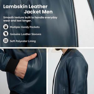 Meilleure veste en cuir d'hiver pour homme, col montant, imperméable, coupe-vent, écologique, respirante, légère, décontractée pour l'extérieur - Product Image 5