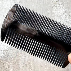 Peine de barba negro hecho a mano de alta calidad de HF Crafts, peine de cuerno de estilo Animal de doble cara para uso doméstico, último diseño pulido bajo - Product Image 1