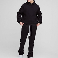 Ensemble survêtement pour homme, streetwear, couleur unie, pantalon évasé de jogging en deux pièces, ensemble baggy survêtement pour homme