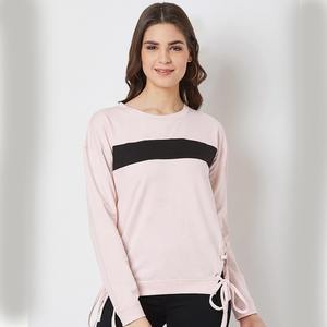 Sweat-shirt uni en coton et polyester de haute qualité avec manches longues pour femmes Sweat-shirt avec col rond - Product Image 2