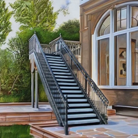 Rampe d'escalier moderne en fer forgé BALAJI METAL, utilisation intérieure/extérieure, designs uniques, durable, écologique, résistant à l'eau