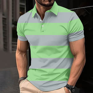 Piqué clásico para hombre para Polo, tela de Jersey de manga corta de algodón con patrón sólido y logotipo OEM para ropa informal y de oficina - Product Image 1