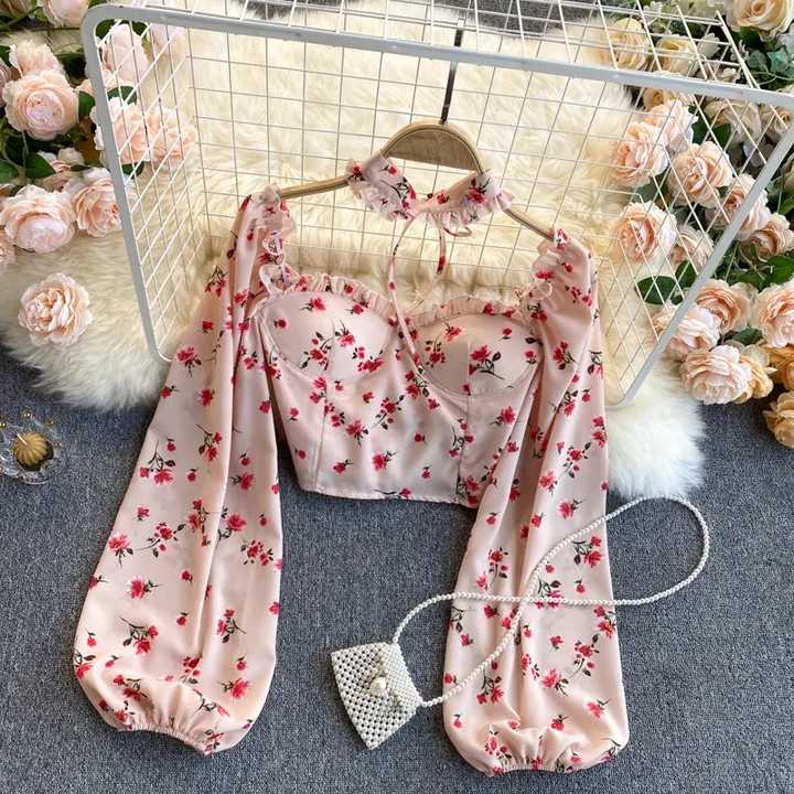 chiffon puff sleeve top