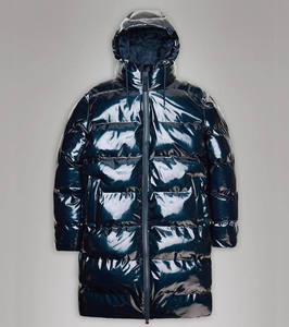 <b>Men's</b> <b>Navy</b> Hooded Coat <b>Quilted</b> Zipper Front Casual Puffer <b>Jacket</b> Regular Fit Stand Collar Woolen Eco-Friendly Polyester Material - Product Image 2