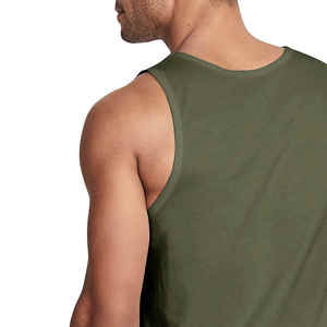 Camisetas sin mangas de gimnasio para hombre, diseño informal muscular transpirable Popular con agujero en el brazo caído, algodón sólido liso personalizable OEM - Product Image 4
