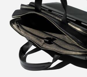 Sac à bandoulière pour ordinateur portable en cuir véritable noir, léger, pour hommes et femmes, sacoche d'affaires, sacoche, ordinateur 15 pouces, bureau - Product Image 3