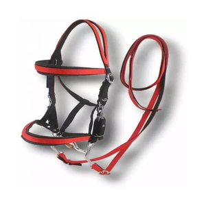 Indian Manufacturer's Latest Australian Saddle Style Red Nylon Western Bridle Combination <b>Halter</b> With Split Reins Accessory - Product Image 3