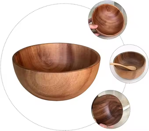 Vaisselle en bois Bol à dîner Bol à fruits rond Vintage par Crescent Crafts - Product Image 3