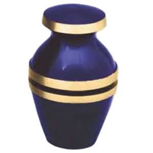 High Quality Brass Cremation <b>Keepsake</b> Urns With Gold And Blue Color Finished Mini <b>Keepsake</b> Urns For Human <b>Ashes</b> - Product Image 1