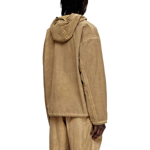 Veste décontractée vintage à coupe ample pour homme, jaune, délavée, à capuche, asymétrique, avec fermeture éclair bidirectionnelle et une seule poche - Product Image 3