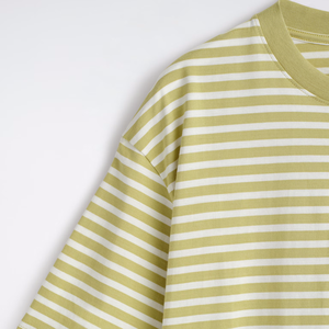 T-shirts rayés 100 % coton pour hommes, coupe oversize à épaules tombantes, teints en fil, vierges, personnalisables avec logo, style streetwear décontracté, vente en gros - Product Image 3