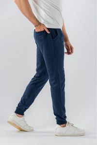 KATBROS INDUSTRY <b>Men's</b> <b>Navy</b> Blue Loose Fit 100% Cotton Casual <b>Joggers</b> Elastic Waist Side Pockets Lightweight Knitted Autumn Wear - Product Image 3