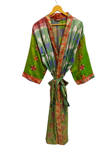 ชุดกิโมโนสำหรับผู้หญิงชุดคลุมบิกินี่ชุดคลุมสำหรับใส่กลางคืนชุดคลุมยาวชุดกิโมโนผ้าไหมส่าหรีแบบรีไซเคิลสไตล์วินเทจทำด้วยมือ - Product Image 2