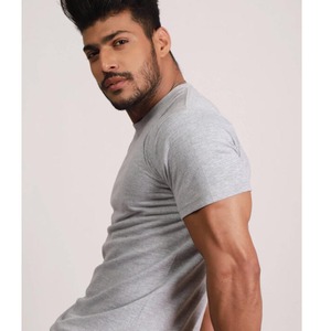 เสื้อยืดออกกำลังกายเพาะกายผู้ชายขายดีที่สุด) เสื้อยืดฝึกซ้อมในยิม พิมพ์โลโก้ เสื้อยืดผ้าฝ้ายผสมโพลีเอสเตอร์แบบพื้นฐาน - Product Image 5