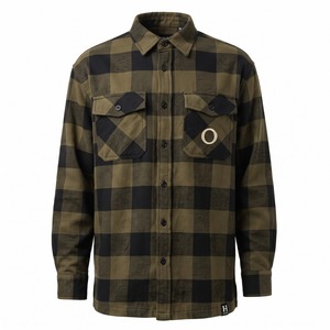 Camisa de Franela Oversize Personalizada Estilo Urbano a Cuadros de Algodón Cepillado Lavado para Skate OEM al por Mayor - Product Image 1
