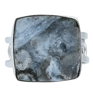 Anillo clásico Chapado en plata de ley 925, piedra preciosa cuadrada sin cortar Druzy, joyería de moda Unisex para fiestas de boda - Product Image 5