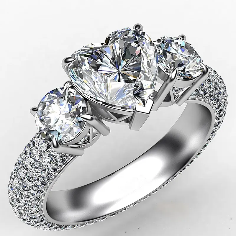 Micro pavé Set tre pietra stile anello di fidanzamento, il centro è forma Marquise Diamond Report di IGI, E colore & VS1 chiarezza