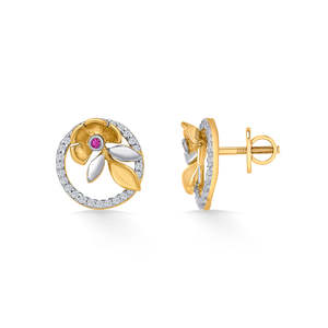 Boucles d'oreilles clous en or rose plaqué diamant pour femme, bijoux de fête tendance en zircon et perle - Product Image 3