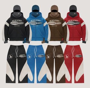 Streetwear personnalisé survêtement Baggy pantalon de survêtement évasé survêtement ZipUp cagoule à capuche ensemble surdimensionné hommes lavage à l'acide femme survêtements - Product Image 4