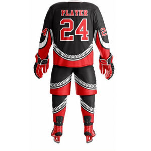Logo personnalisé de haute qualité Conception de maillot de hockey sur glace OEM Uniforme Sublimation Impression haute visibilité Polyester Sports - Product Image 2