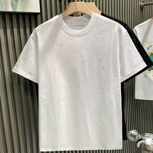 Camisetas de algodón 100% de piedra del Rin personalizadas de alta calidad, camisetas de hombro caído de verano para exteriores, moda para hombres con Color blanco - Product Image 1