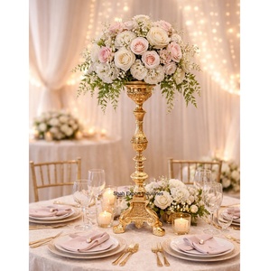 Aluminum Baroque Handmade <b>Candlestick</b> Holder on Tripod Base Gold Embossed Design Luxury Candle Stand for Wedding Decor - Product Image 3
