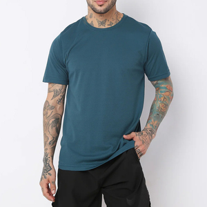 Nouveau design T-shirt décontracté à manches courtes, coupe oversize, grandes tailles, avec logo imprimé personnalisé, motif uni, prix de gros, tricoté - Product Image 4