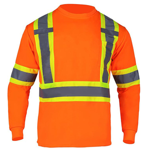 เสื้อทำงานแบบสะท้อนแสงสีส้มแขนยาวสำหรับงานบนถนน  พร้อมแถบสะท้อนแสงแบบเรืองแสง - Product Image 5