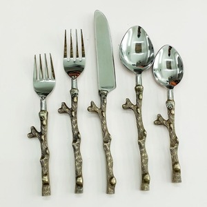 Vente en gros de poignée de style bambou poli argenté Ensemble de couverts en acier inoxydable de luxe va au lave-vaisselle - Product Image 5