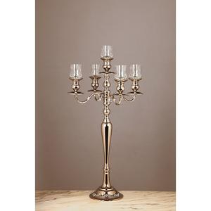 Candelabro de aluminio chapado en oro brillante con copa de cristal votiva PARA CENA DE boda y centro de mesa de evento Formal - Product Image 2