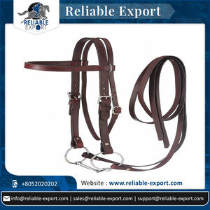 Hermosa banda para la frente de cuero marrón personalizada, brida de tiro ajustable, doble costura, sillín australiano hecho por fabricante indio - Product Image 3