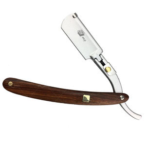 Maquinilla de afeitar profesional con mango de madera para hombre, instrumentos de belleza, afeitadora de cejas, acero inoxidable - Product Image 2