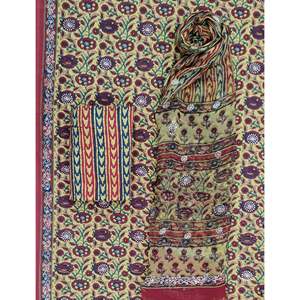 Ensemble Salwar Kameez non cousu imprimé au bloc Khadi, avec Dupatta en Chiffon, style robe pakistanaise, broderie, Saree Georgette Banarasi - Product Image 1