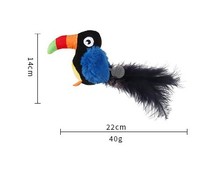 Juguete de gato de peluche con sonido de pájaro realista con características sostenibles con plumas