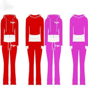 Ensembles de survêtements 2 pièces pour femmes avec logo personnalisé veste à glissière à manches longues et pantalon de survêtement ensemble pour femmes vêtements - Product Image 2