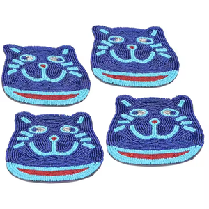 ถาดรองแก้วลูกปัดแบบปักด้วยมือจานรองแก้วโลโก้ตามสั่งสำหรับเครื่องดื่มตามสั่งแผ่นรองกันลื่นทรงสี่เหลี่ยมทรงกลม - Product Image 3