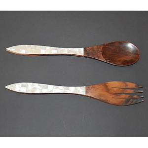 Juego de Cubiertos de Metal de alta calidad, cuchara y tenedor, artesanías con incrustaciones, joyería SEASHELL para bodas - Product Image 3