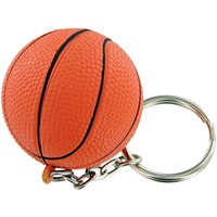 Llavero Antiestrés con Forma de Balón de Baloncesto de Espuma PU con Logotipo Personalizado y Anillo Metálico para Eventos Escolares y Promociones Deportivas