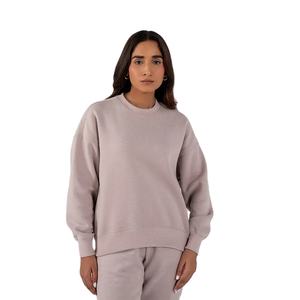 Best Selling Womens <b>Plain</b> Sweatshirt Cozy Fleece Fabric Oversized Fit <b>Long</b> <b>Sleeve</b> Winter Pullover <b>Top</b> - Product Image 1