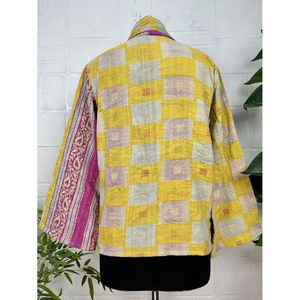 Vintage <b>Kantha</b> Stitch Dori <b>Jacket</b> One-of-a-Kind Handstitched Boho Chic Reversible Short Coat Patchwork Decoration for Spring - Product Image 3