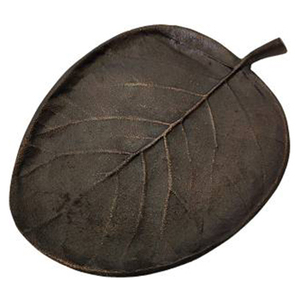 Bandeja de aperitivos de aluminio marrón vintage, plato para servir, mesa decorativa de metal con diseño de hojas grandes para uso doméstico - Product Image 1