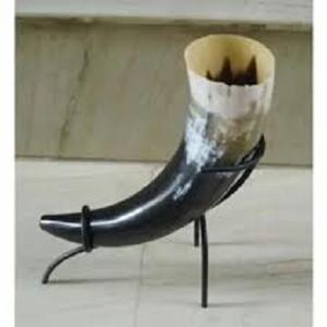 Good Quality of Viking <b>Drinking</b> Horn & Horn Mug With Metal <b>Stand</b> Polished Custom Food Safe From India Low Price Natural Buffalo - Product Image 1