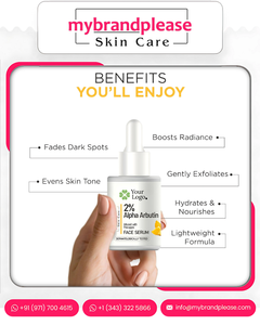 Suero facial de Arbutina alfa al dos por ciento con extracto de piña para cara, cuerpo y labios-Marca y embalaje personalizados de etiqueta privada - Product Image 4