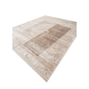 Alfombra Kavi Ivory de Lana y Seda de Bambú Anudada a Mano, Esk-330(3D), 10 mm de Grosor, Diseño Abstracto para Sala de Estar, Pasillo, Forma Rectangular - Product Image 2