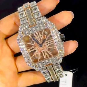 Reloj de cuarzo con banda de acero inoxidable Premium de lujo VVS Moissanite Stones Elegant Brilliance Precision Digital Elegant Precision - Product Image 1
