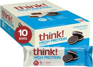 think! Protein <b>Bars</b>, High Protein <b>Snacks</b>, Gluten Free, Kosher Friendly, Cookies and Crème 2.1 Oz per <b>Bar</b>, 10 Count - Product Image 2