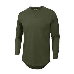 Wholesale Fitness Clothing 140 Gsm High Elastic Solid Color <b>Long</b>-<b>Sleeved</b> Gym t Shirt for <b>Men</b> - Product Image 2