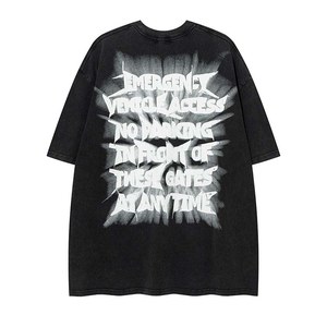 Personalizada de alta calidad 100% algodón Oversize cuello grueso serigrafiado gráfico Vintage Loose fit ácido lavado camiseta para hombres - Product Image 1